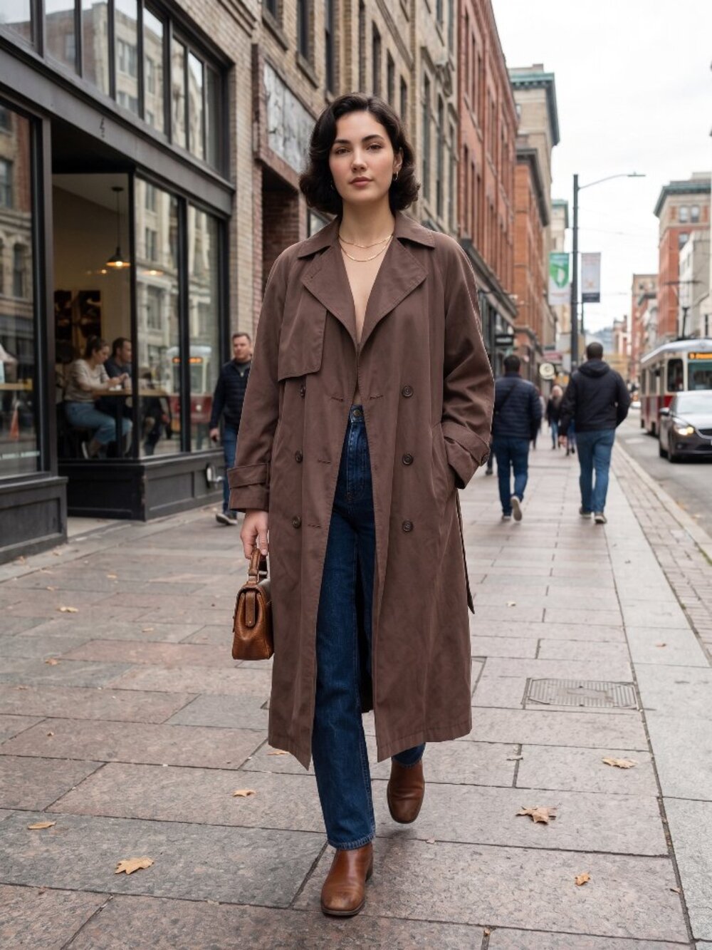 *NEW YORK HARBOR Vintage 80s Long Trench Coat Sz 10